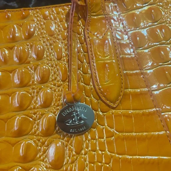 Bright Tonya Orange Croc-Embossed Tote Bag - Picture 6 of 6